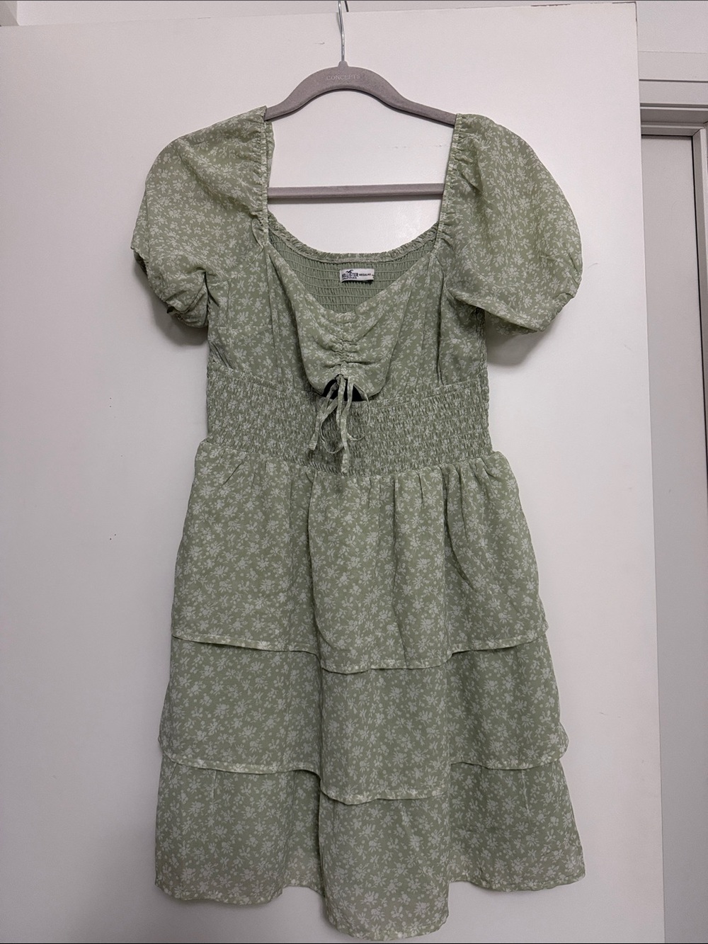 Hollister Sage Green Floral Smocked Dress